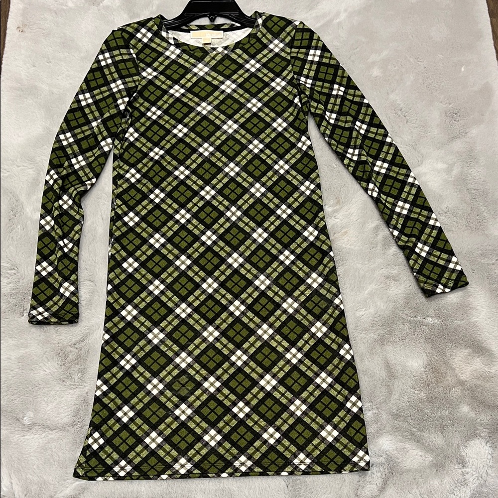 NWOT Michael Kors Plaid Green and Black Women's Dress